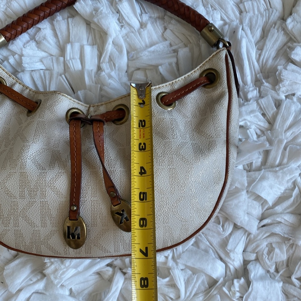 Michael Kors Brown Braided Handle Hobo Style Bohemian Shoulder Bag - Picture 7 of 13